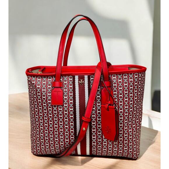 Tory Burch Gemini Link Canvas Small Tote Shoulder Bag - Picture 2 of 12